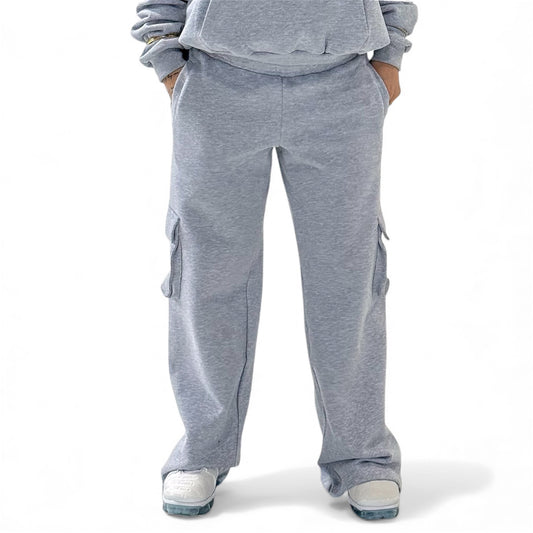HEAVYWEIGHT CARGO TRACKPANTS {GREY MARL}